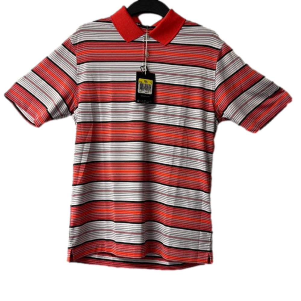 NWT! NIKE Men's Golf Shirt Performance Red/Orange White Black Gray Stripe Small